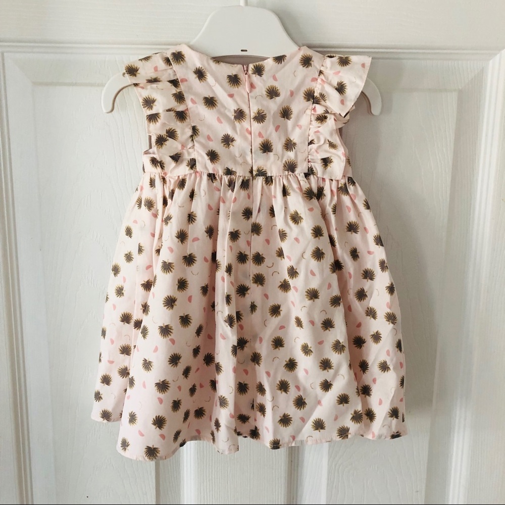 NWT lili gaufrette pink baby leaf print pleaded baby dress size 9M - Picture 2 of 6